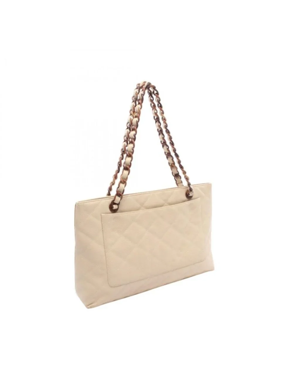 Chanel Tote Bag Quilted Plastic Cream Caviar Chain